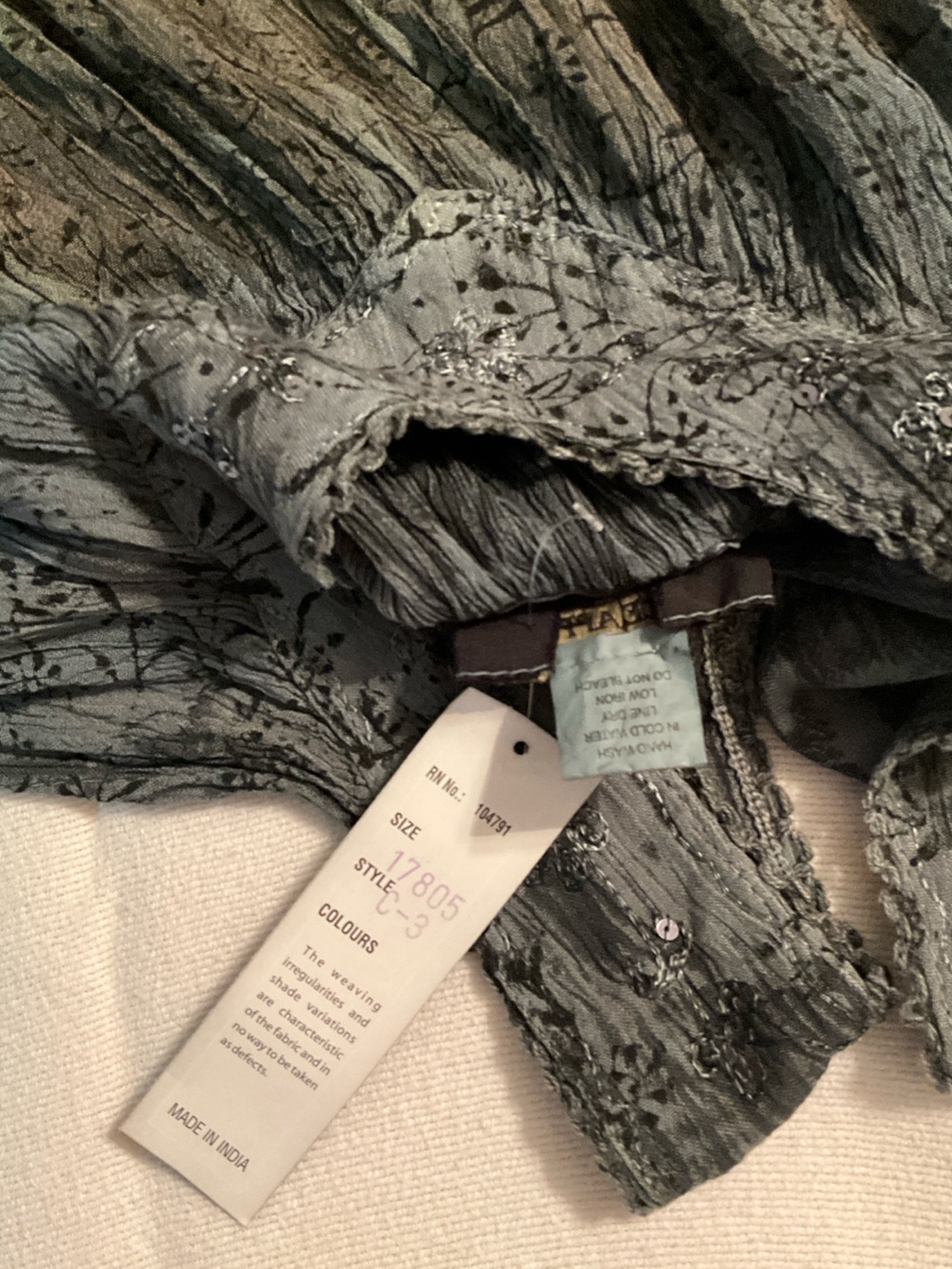 NWT ADVANCE APPARELS Gauze Gray Tank Top with Yellow and Brown Tie-Dye Band - Picture 4 of 5